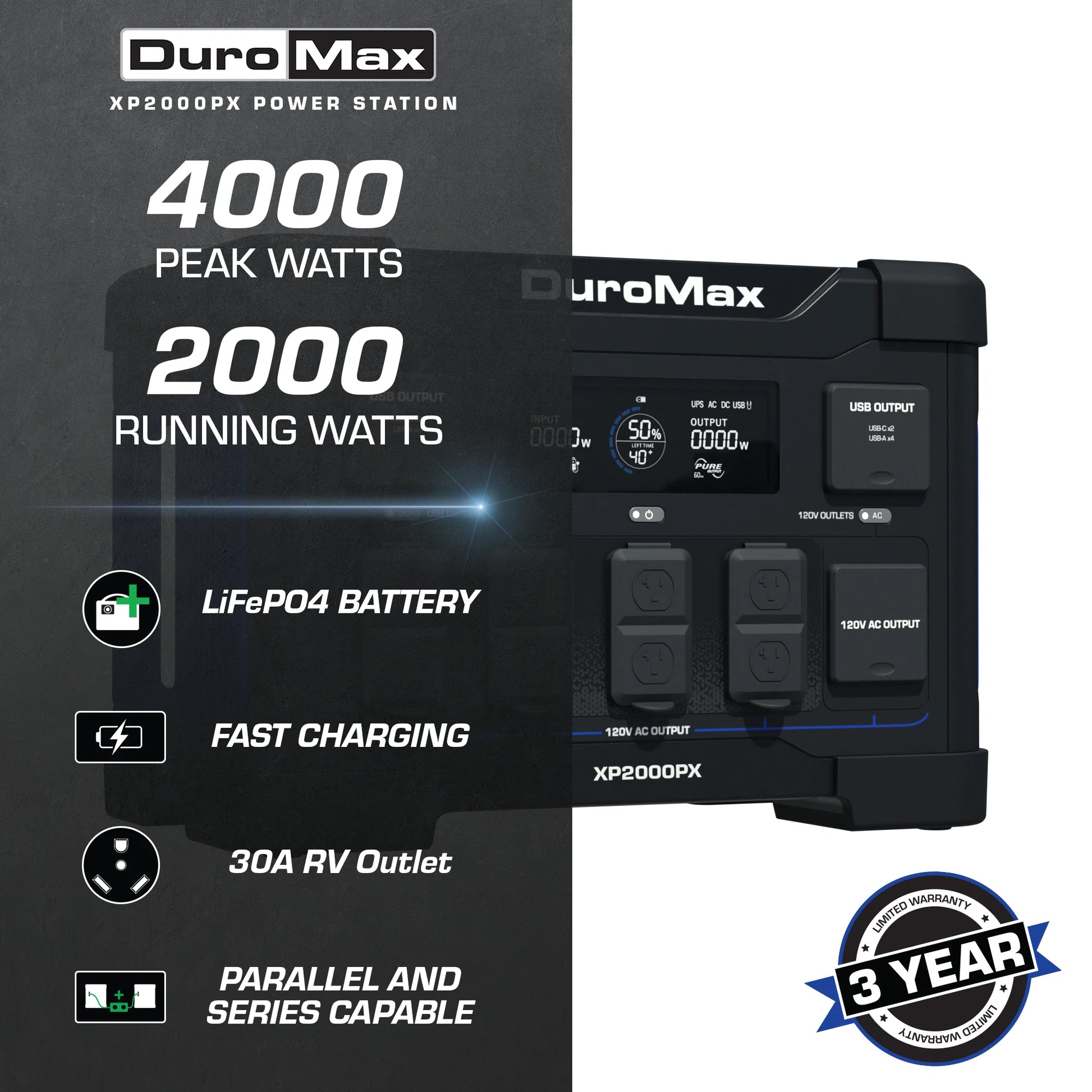 2000 Watt 1843 Wh Lifepo4 Portable Battery Backup Power Station