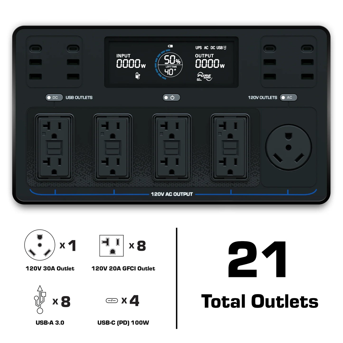2000 Watt 1843 Wh Lifepo4 Portable Battery Backup Power Station