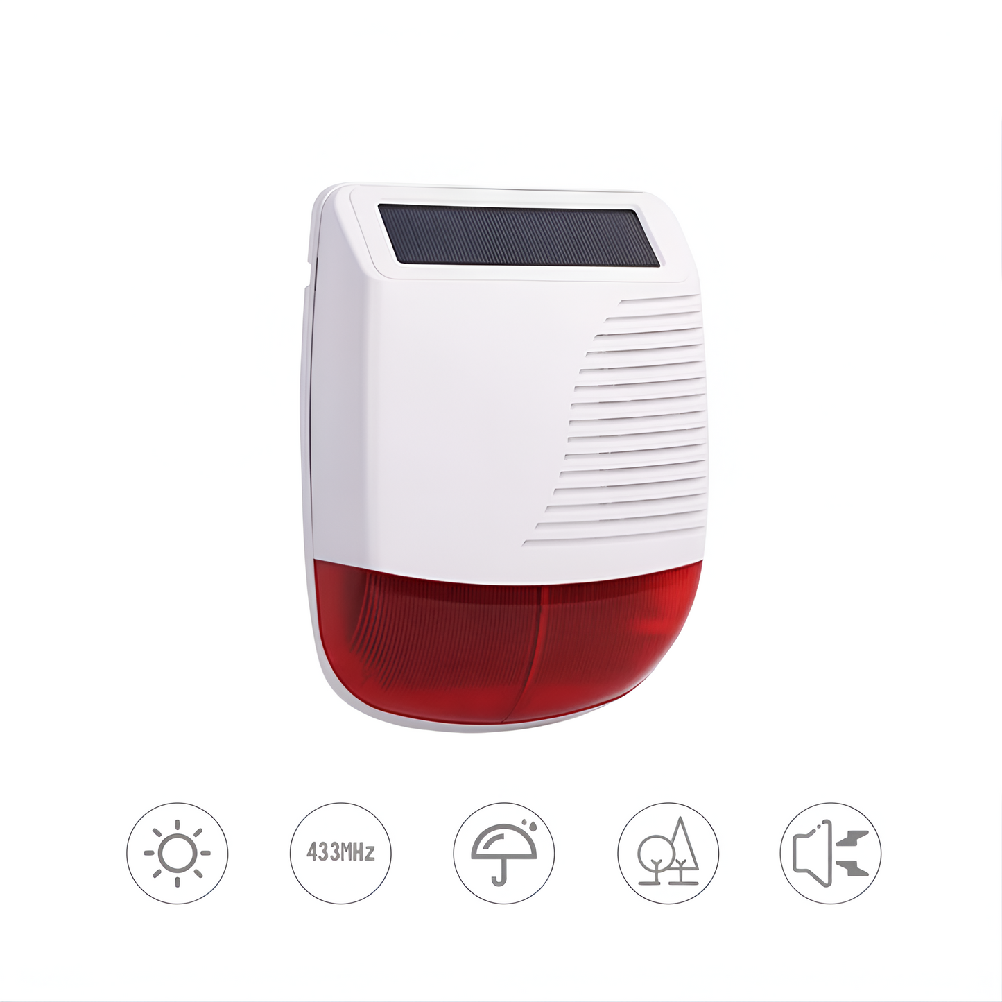 433Mhz High Decibel Outdoor Solar Wireless Siren Loudspeaker Waterproof Strobe for Smart Home Security Burglar Alarm System