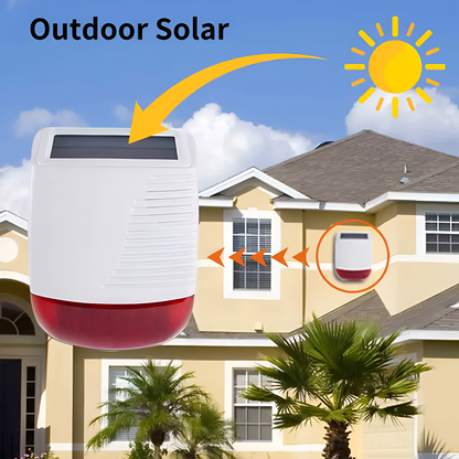 433Mhz High Decibel Outdoor Solar Wireless Siren Loudspeaker Waterproof Strobe for Smart Home Security Burglar Alarm System