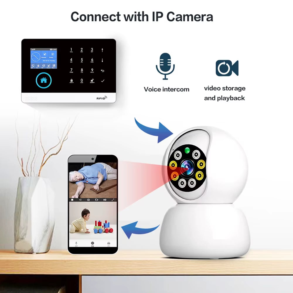 Wireless Security-Protection Wifi+Gsm/4G&2G Smart Home&Tuya App Alexa Home Security Alarm System 433Mhz Remote Operation