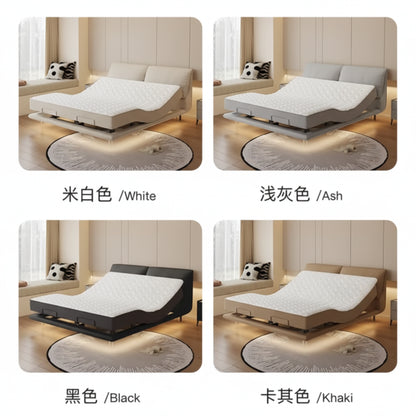 Elegant Modern White Double Bed Frame Luxury Leather Villa Smart Bed Adjustable Electric Cama Matrimonial Bedroom Set Furniture