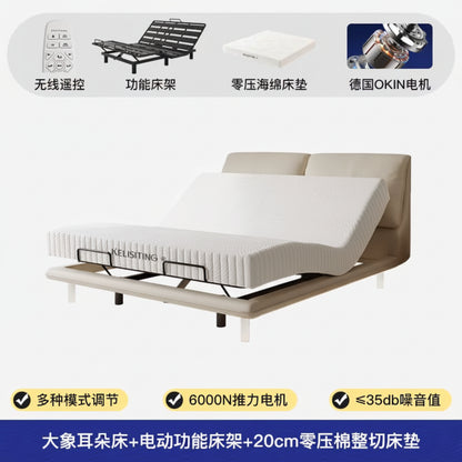 Elegant Modern White Double Bed Frame Luxury Leather Villa Smart Bed Adjustable Electric Cama Matrimonial Bedroom Set Furniture