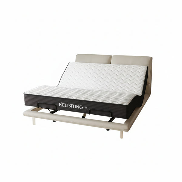 Elegant Modern White Double Bed Frame Luxury Leather Villa Smart Bed Adjustable Electric Cama Matrimonial Bedroom Set Furniture
