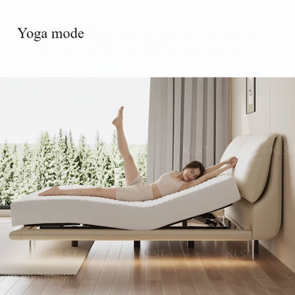 Elegant Modern White Double Bed Frame Luxury Leather Villa Smart Bed Adjustable Electric Cama Matrimonial Bedroom Set Furniture
